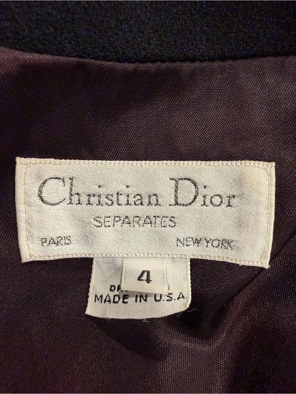 Vintage Christian Dior Separates Black Cropped Blazer Jacket Wool USA Size 4